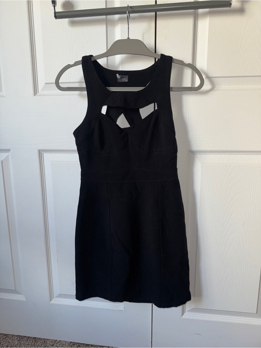 Sparkle & Fade Black Sleeveless Mini Dress with Cutout Detail